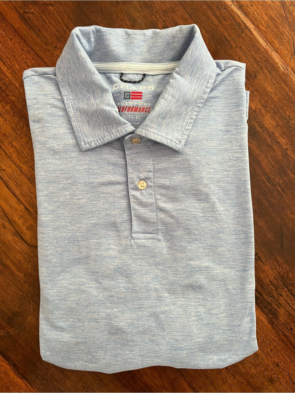 Chaps Men's Heathered Sky Blue Performance Polo